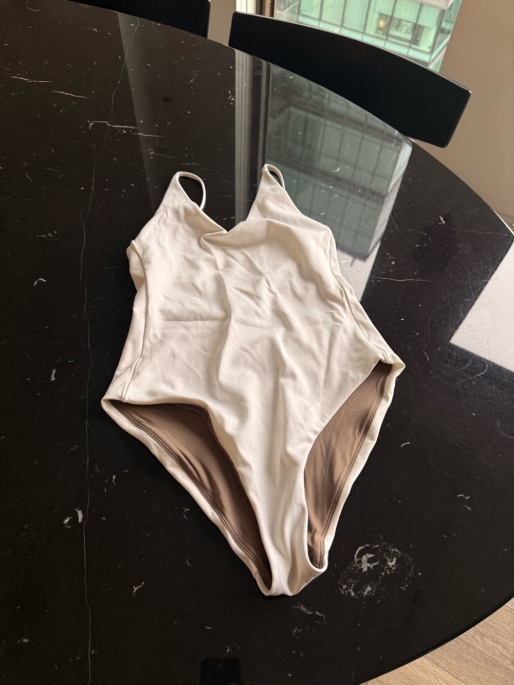 Left On Friday Cream One-Piece Swimsuit with Tan Lining